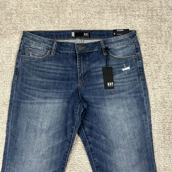 Kut From The Kloth Jeans Womens 12 Catherine Boyfriend Blue Denim Stretch New - Picture 2 of 14